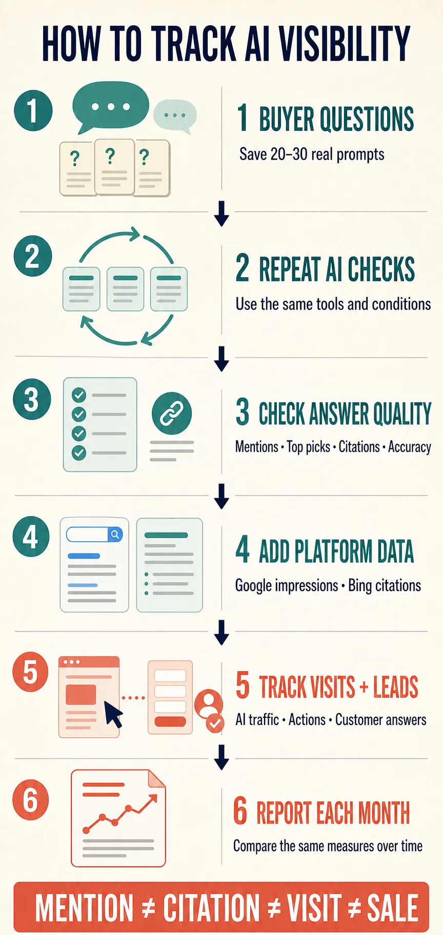 Six-step process for tracking AI visibility