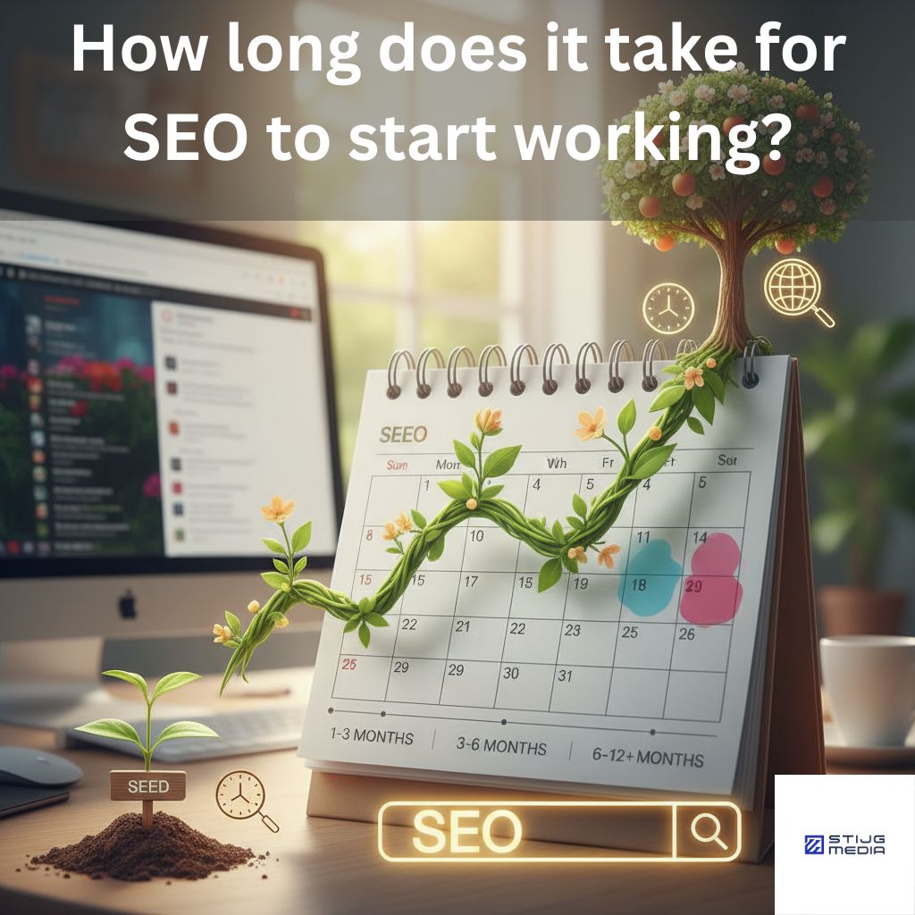 Calendar with the seed of SEO growing into a tree showing the constructive nature of it