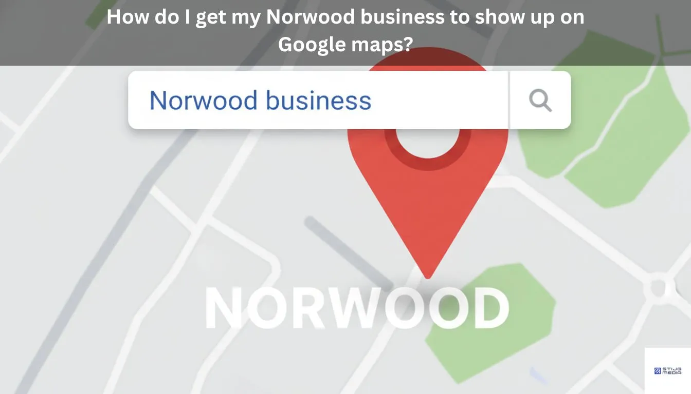 map pin with search bar that says: Norwood business
