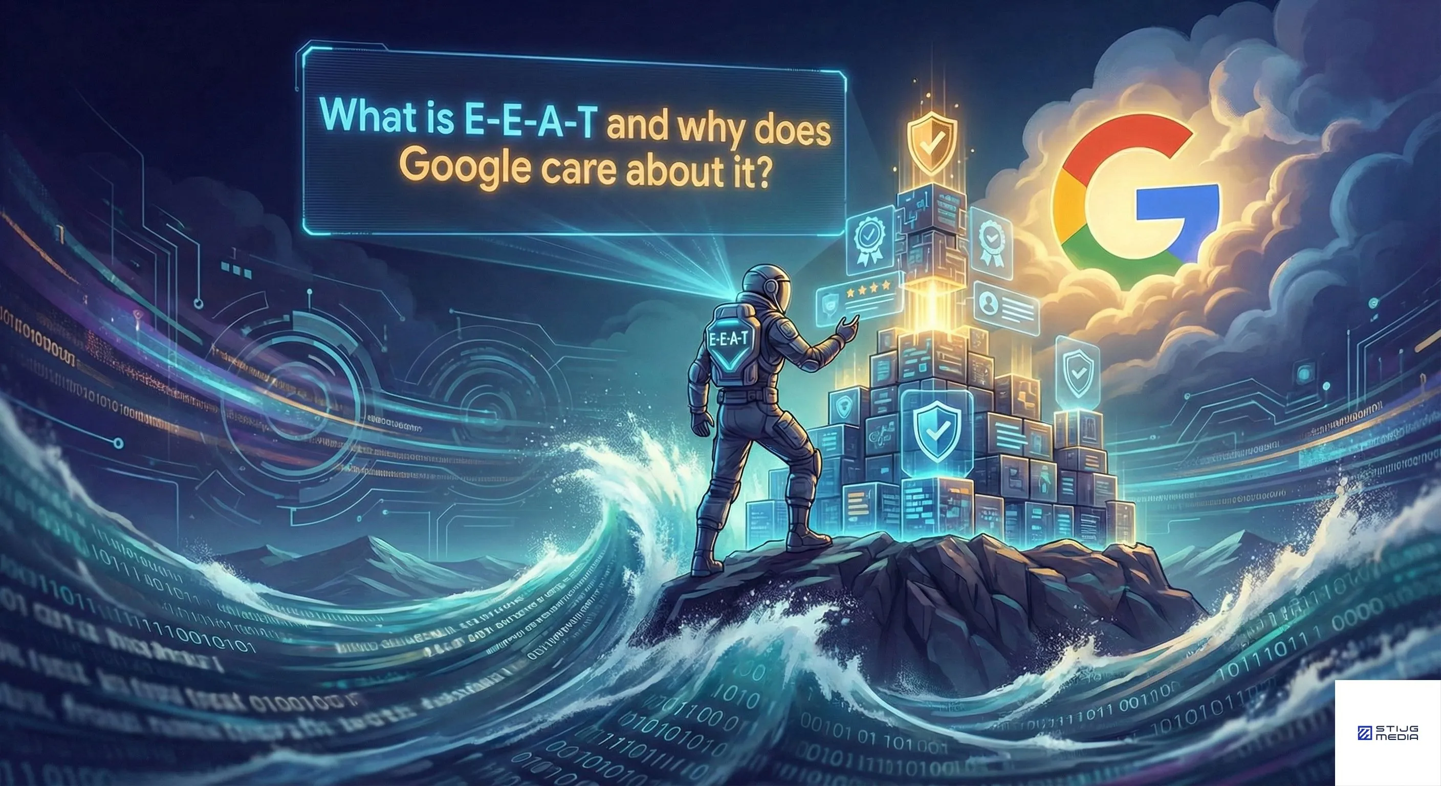 E-E-A-T framework showing Experience, Expertise, Authoritativeness, and Trustworthiness